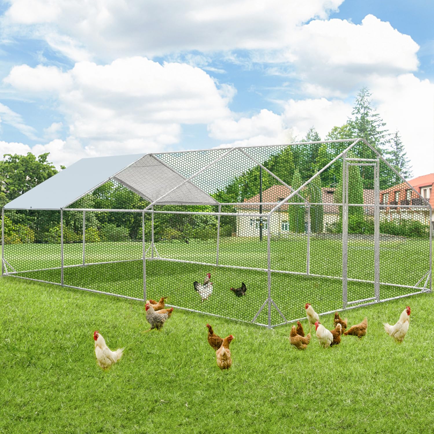 YODOLLA 6M Large Walk-in Metal Chicken Cage