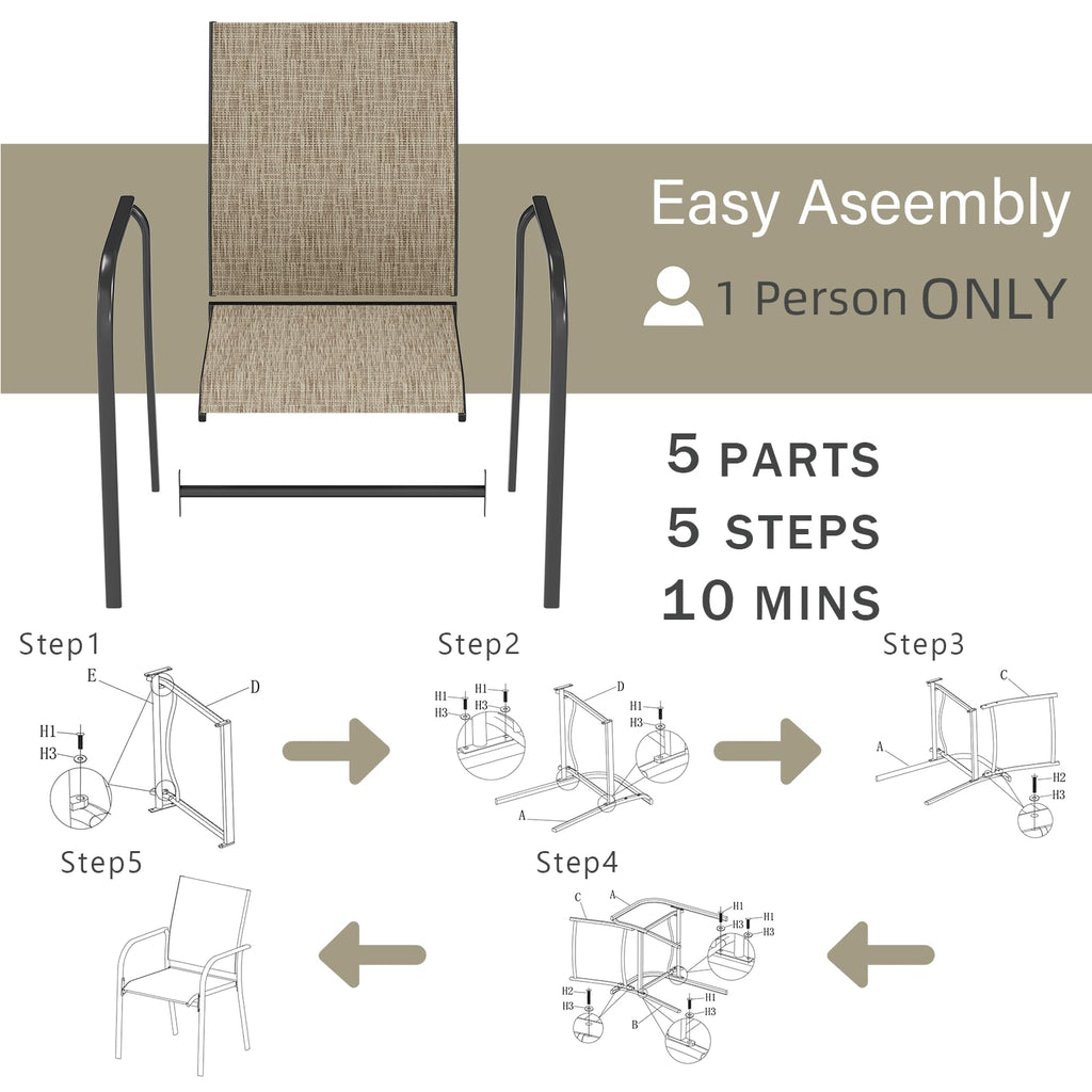 YODOLLA Patio Dining Chairs Set for 4, Stackable Textilene Patio Chairsbest