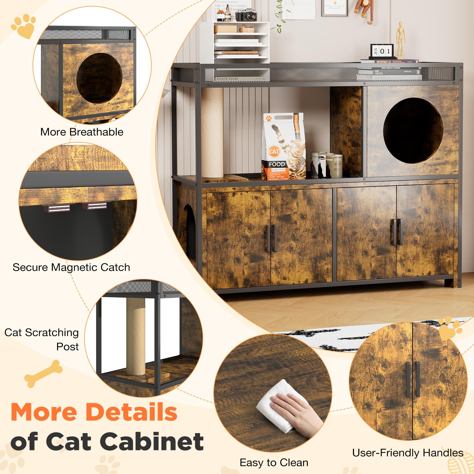 YODOLLA Cat Litter Box Enclosure with Scratching Postbest