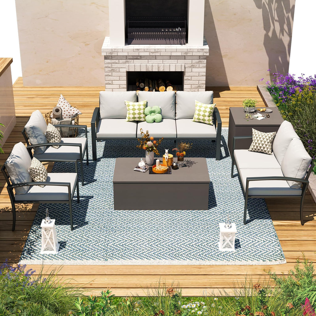 YODOLLA 6 Pieces Metal Patio Furniture Set, Light Gray