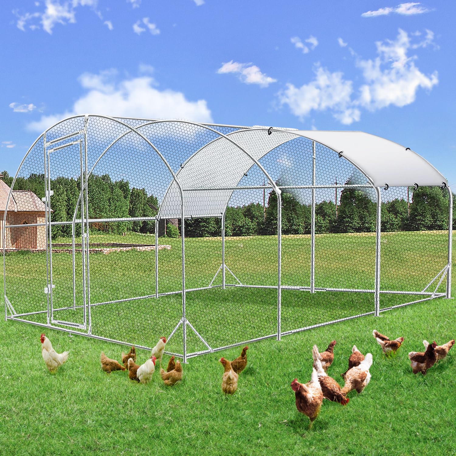 YODOLLA 6m Large Metal Chicken Cage with dome