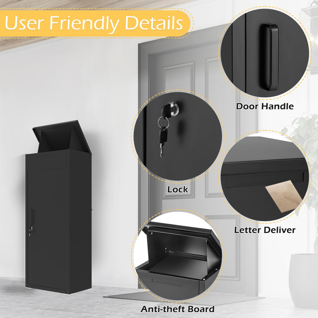 YODOLLA Package Delivery Box for Outside, Black (47.2"x17.7"x19.7")best