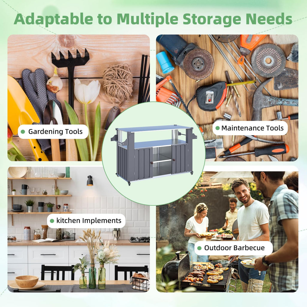 YODOLLA Outdoor Grill Table Cart Kitchen Island with Storage