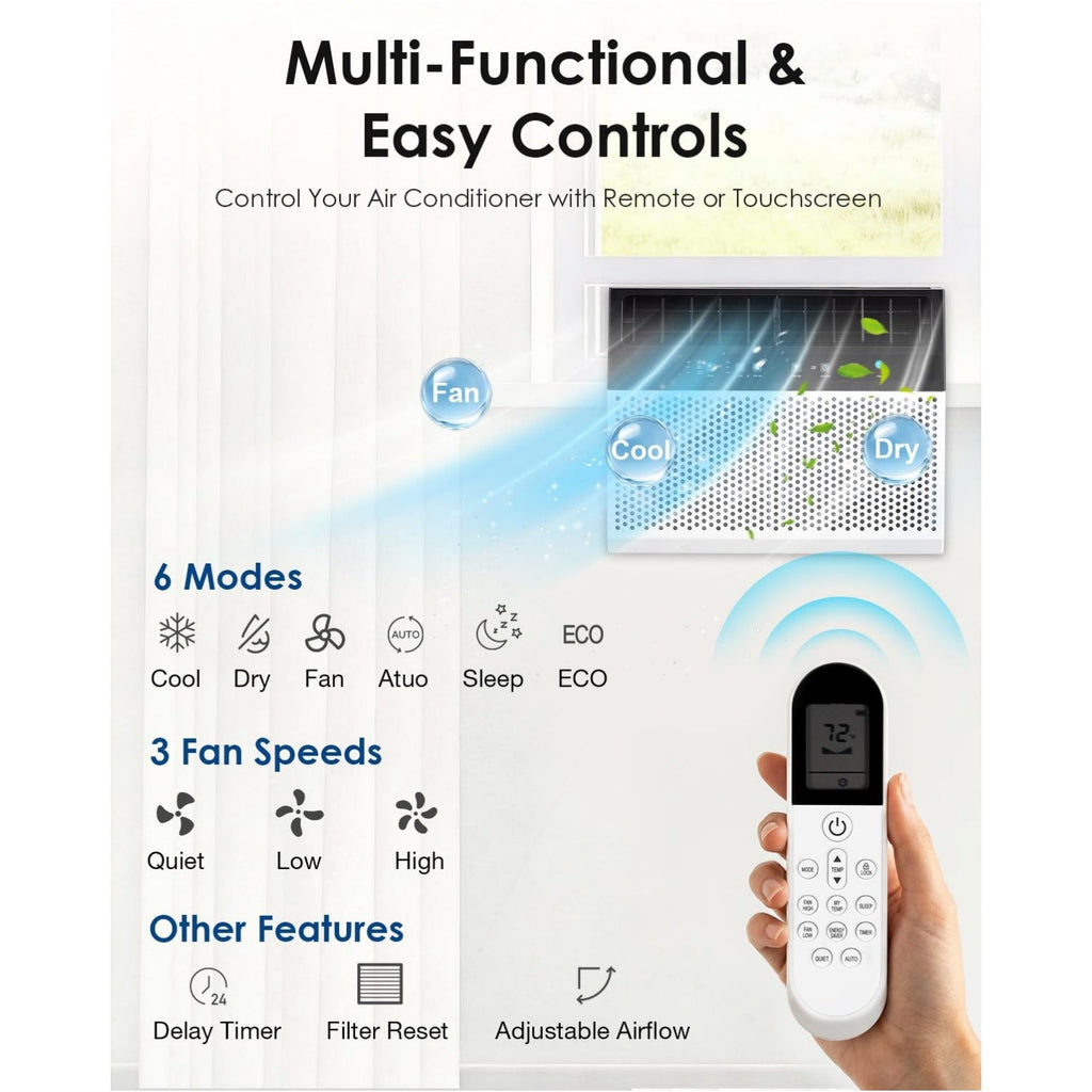 YODOLLA 10,000 BTU Window Air Conditioner U-Shaped AC Unit Ultra Quiet