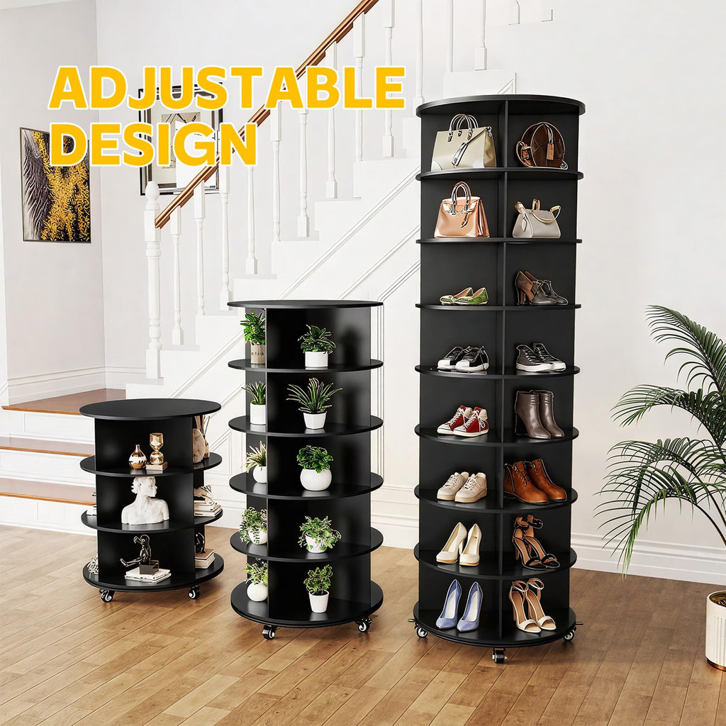 YODOLLA 8 Tier Rotating Shoe Rack Shoe Tower Organizer, Blackbest