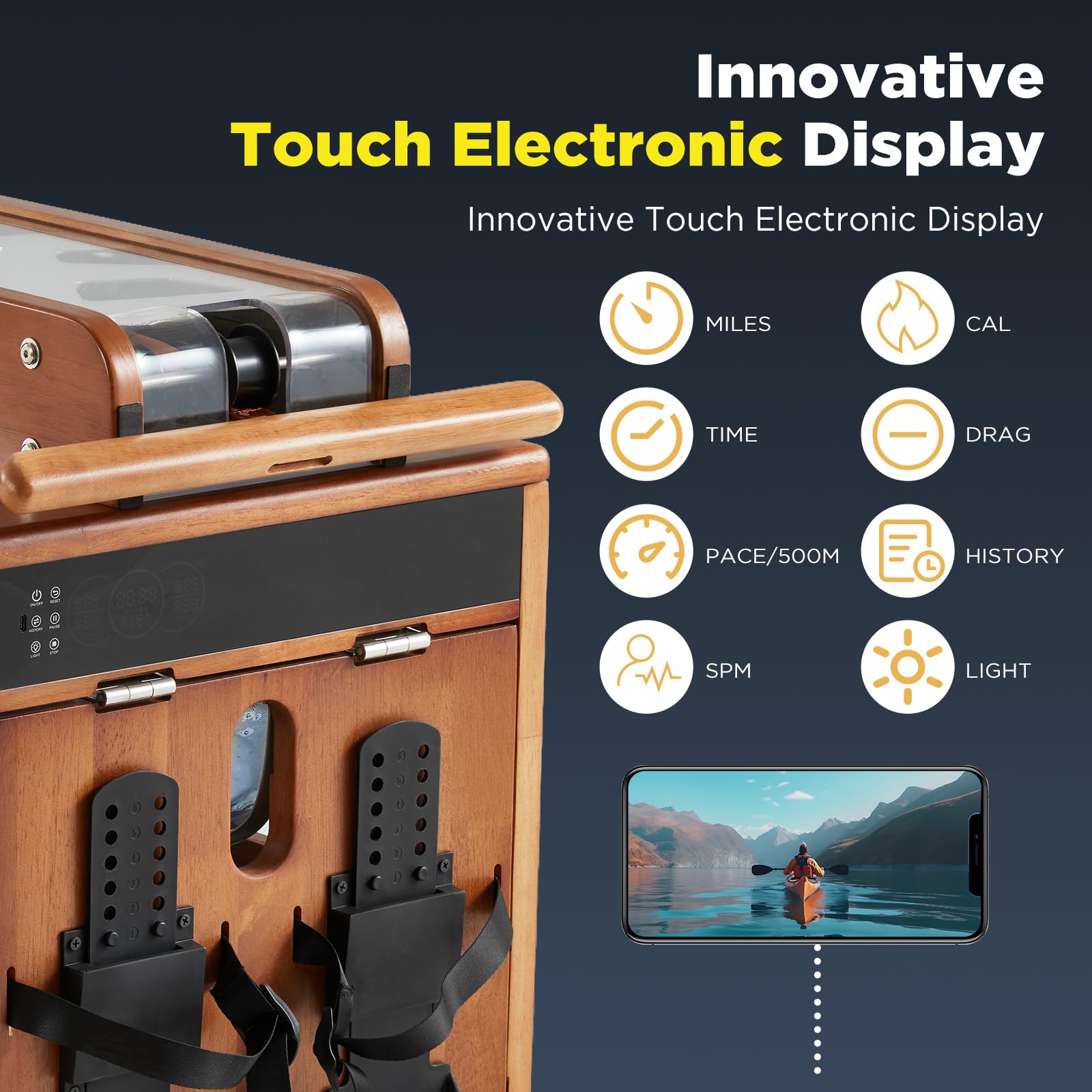 YODOLLA Water Rowing Machine Dual Resistance Drawer Rower