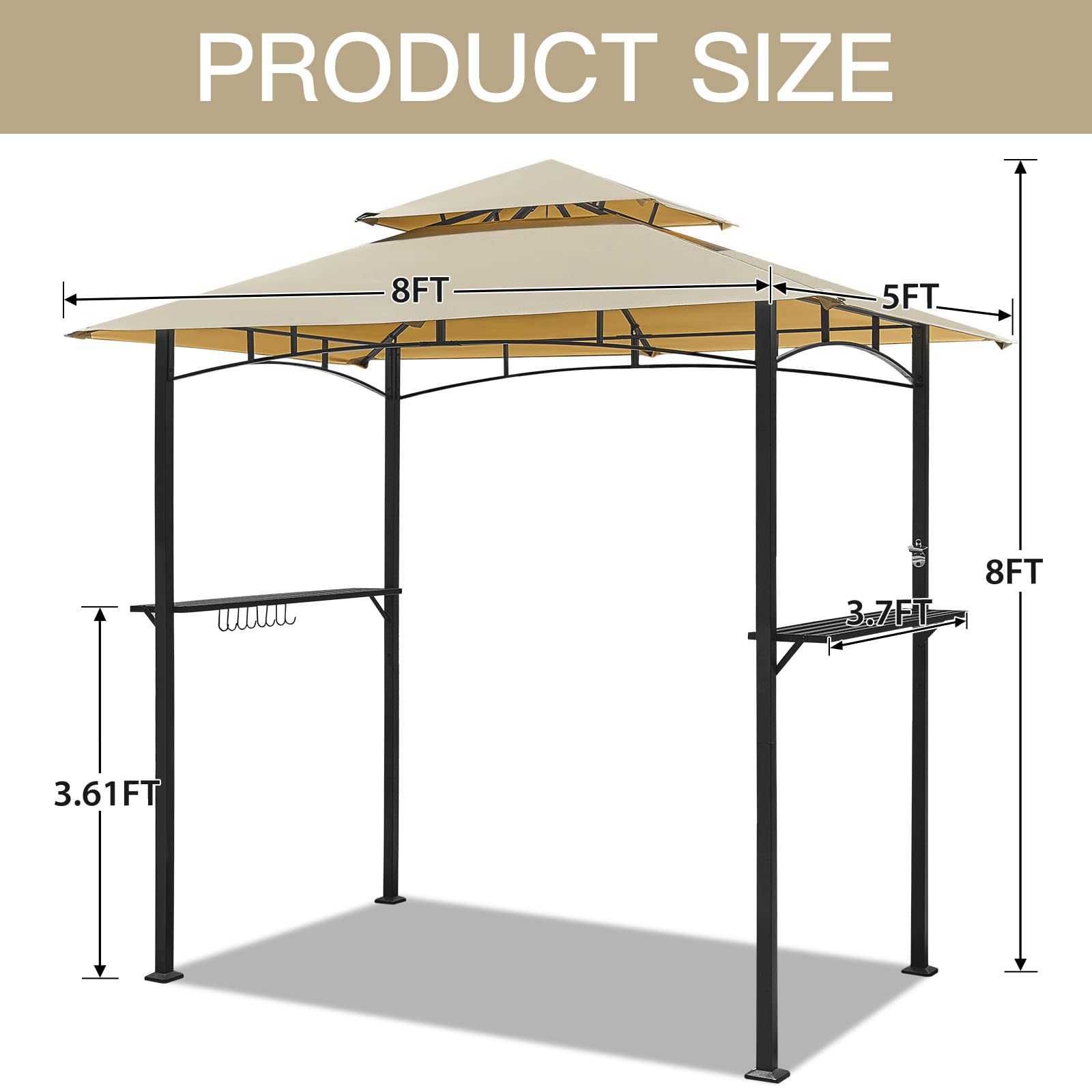 YODOLLA 8' x 5' Grill Gazebo, Beige