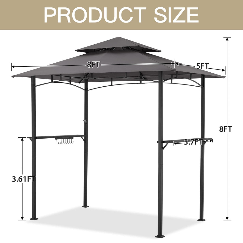 YODOLLA 8' x 5' Grill Gazebo, Dark Grey