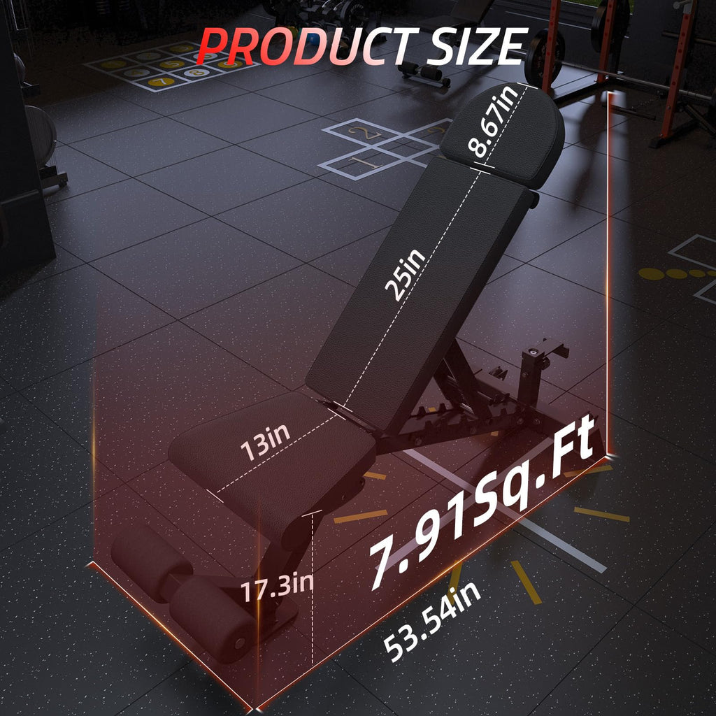 YODOLLA Adjustable Weight Bench 1300 lbs Capacity Bench