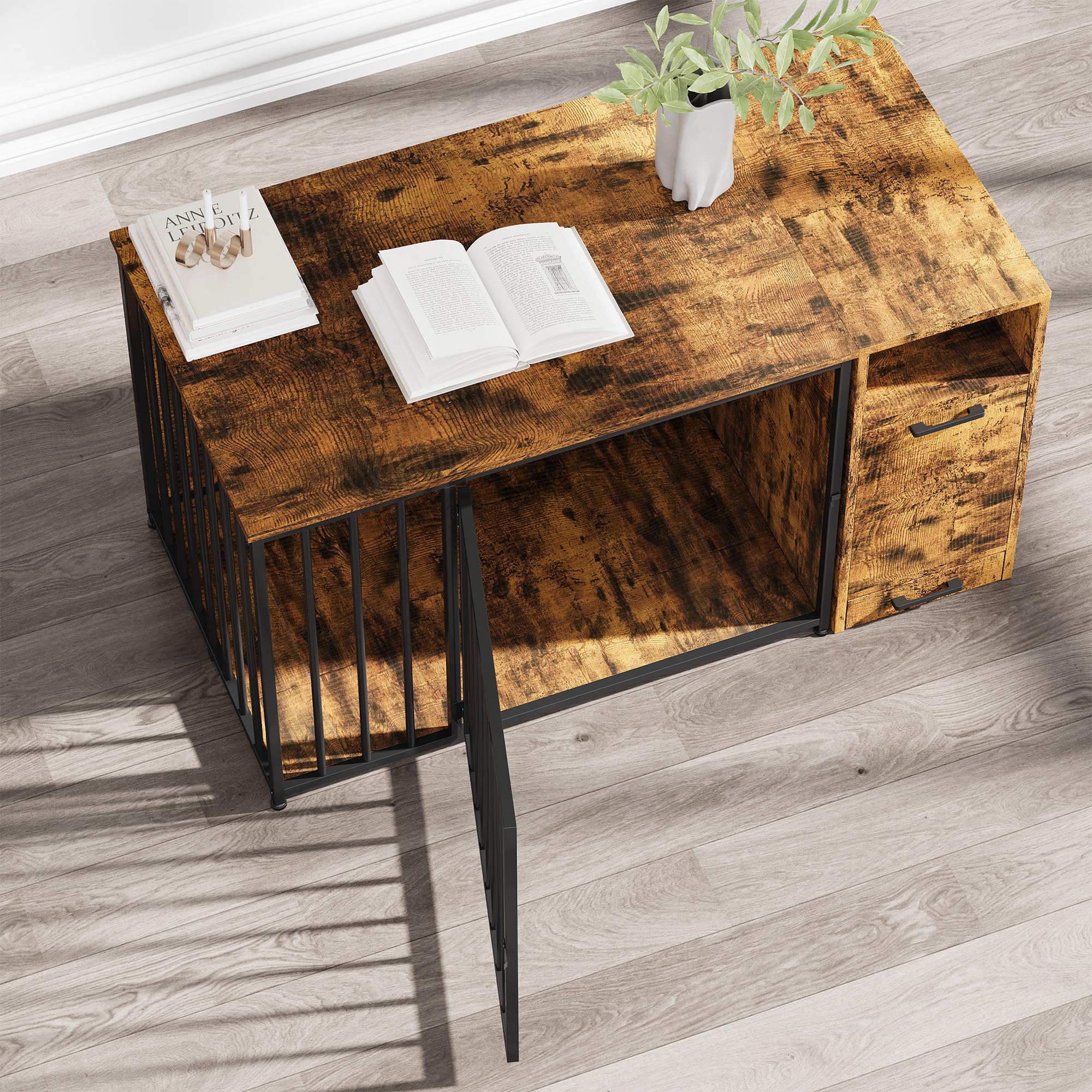 YODOLLA 36 Inch Dog Crate Furniture with Storage Cabinet