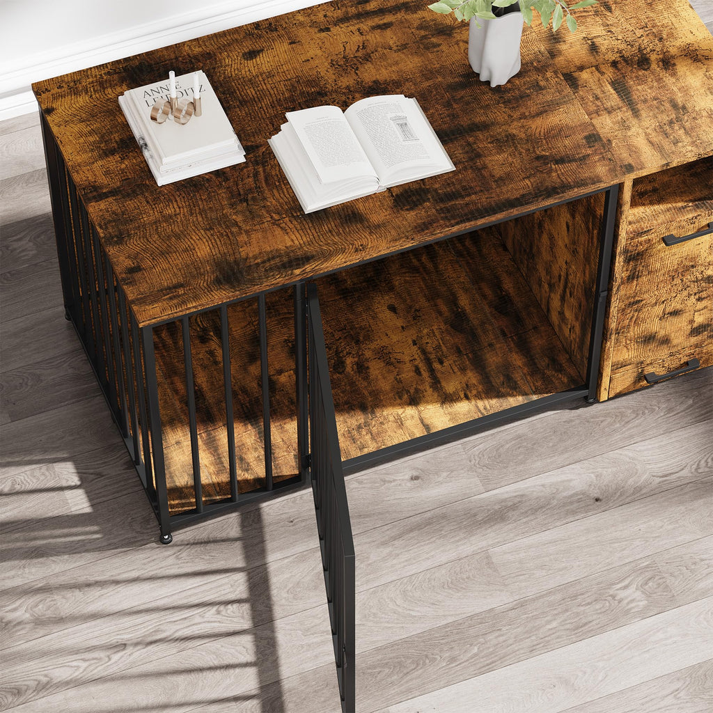 YODOLLA 42 Inch Dog Crate Furniture with Storage Cabinet