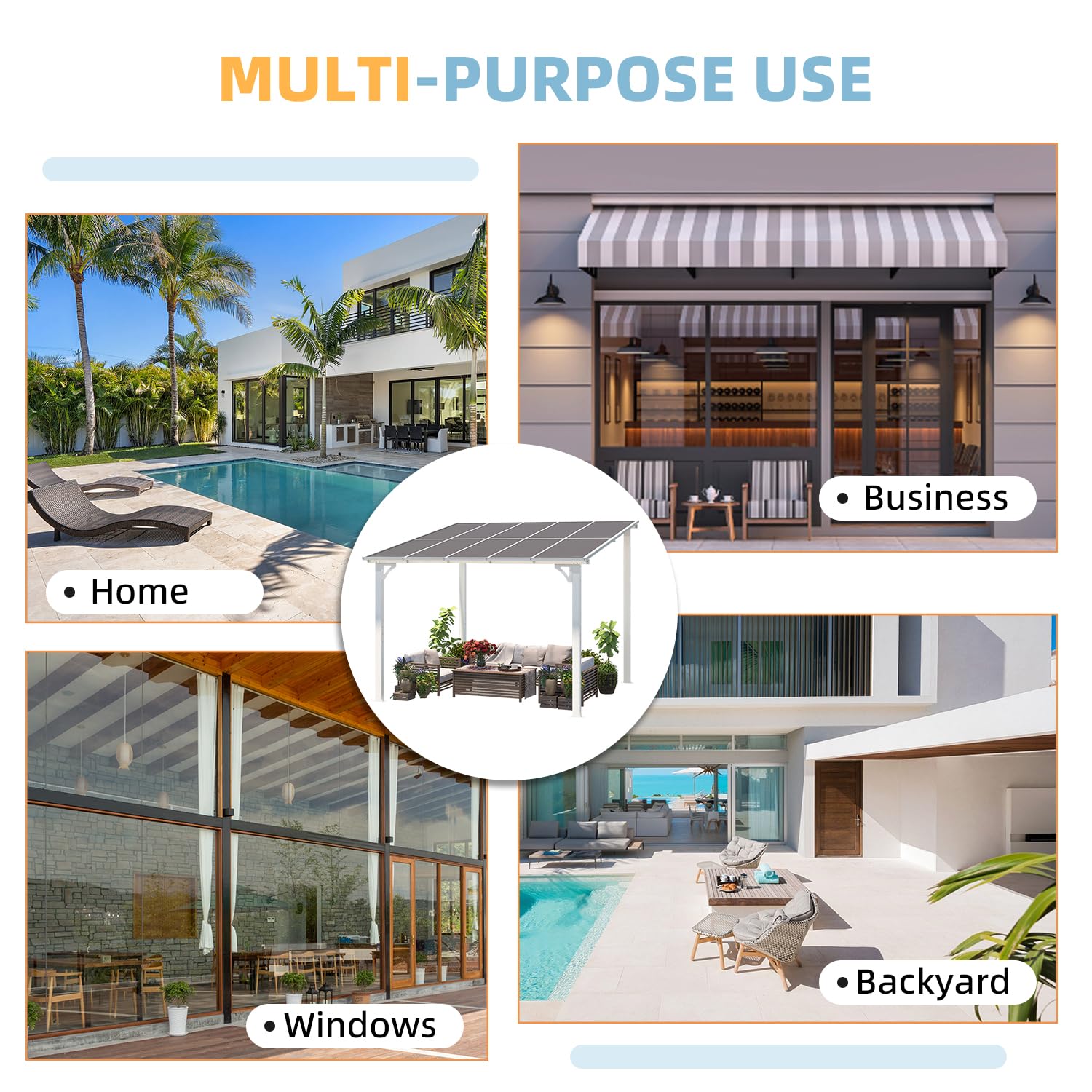 YODOLLA 10' x 10' Pergola Gazebo in White, Small Wall Mounted Pergolas and Gazebos on Clearance, Outdoor Patio Lean to Gazebo Metal Awnings for Deck, Porch, Backyard and More