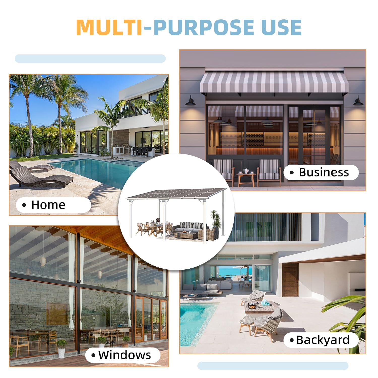 YODOLLA 14' x 10' Hard Top Lean to Gazebo for Patio, White