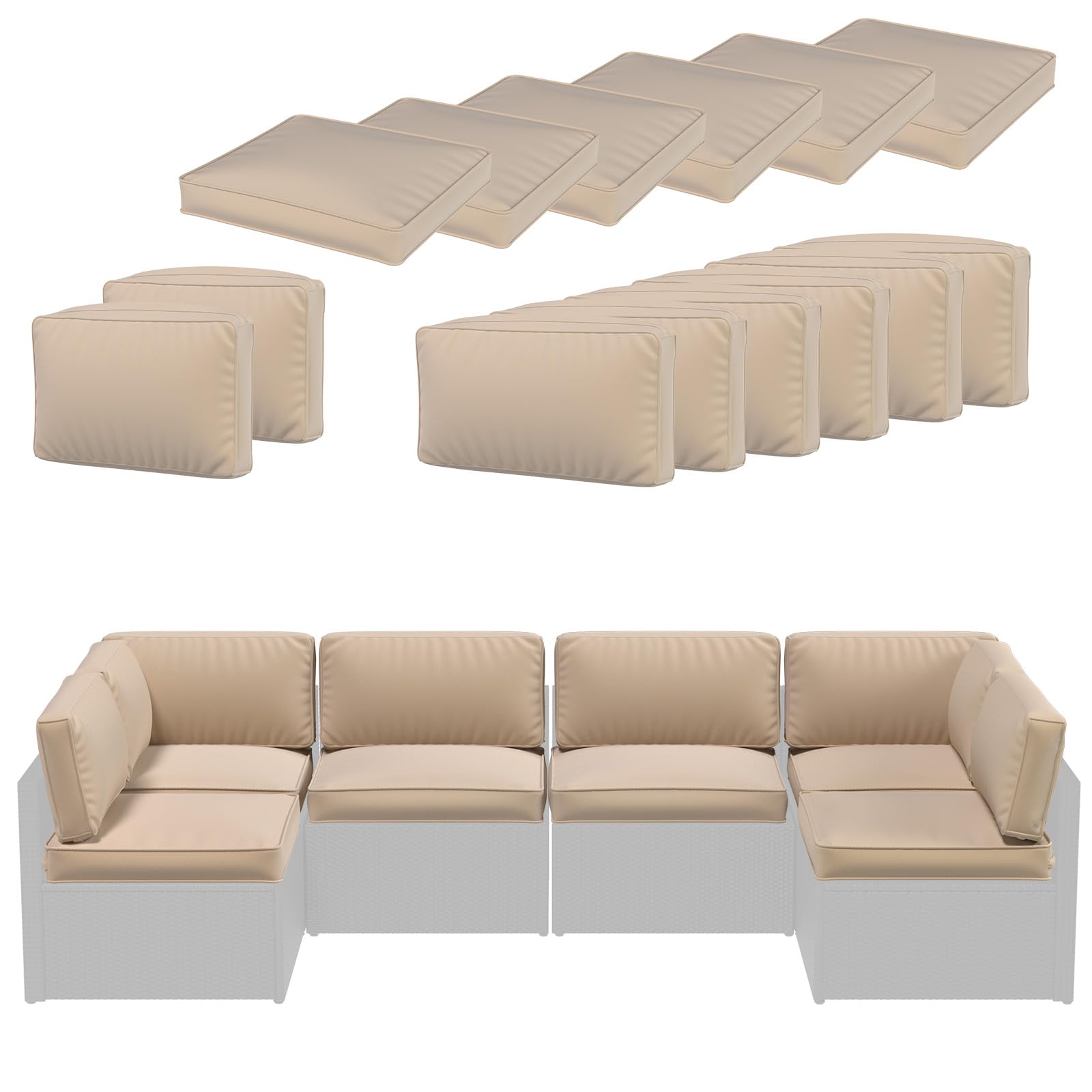 YODOLLA Outdoor Cushions for Patio Furniture 14PCS