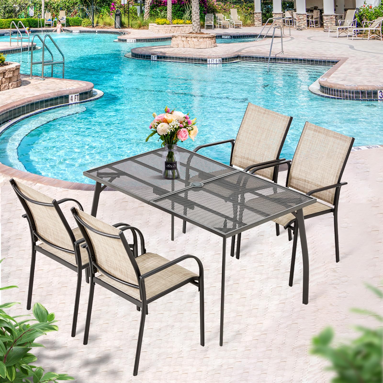 YODOLLA Patio Dining Chairs Set for 4, Stackable Textilene Patio Chairsbest