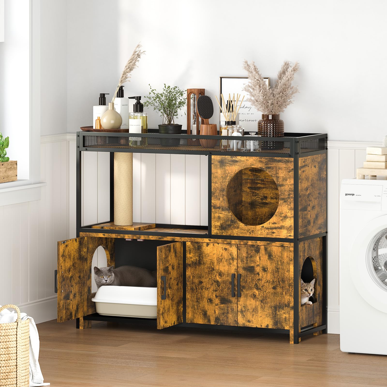 YODOLLA Cat Litter Box Enclosure with Scratching Postbest