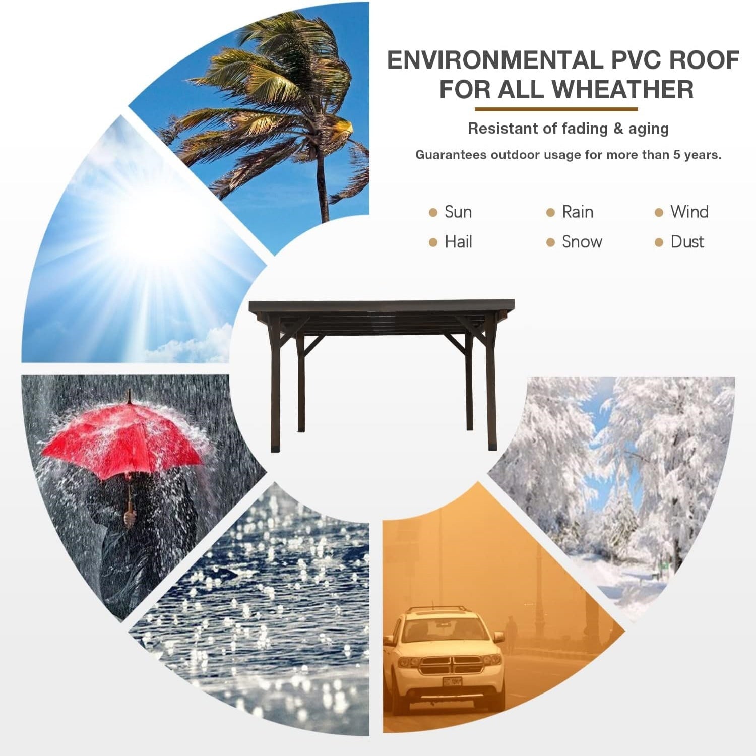 YODOLLA 17ft x 12ft Wood Garage Outdoor Gazebo Wood Pergola, Coffee