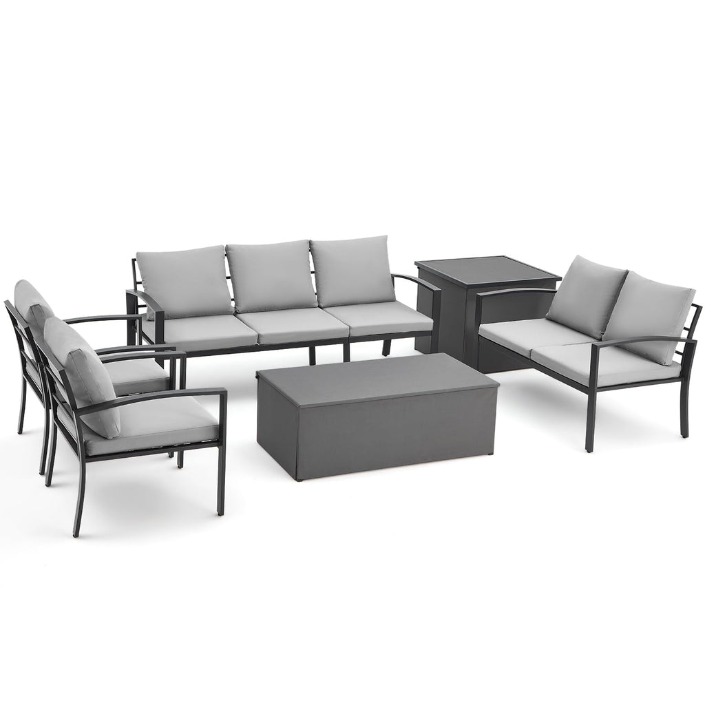 YODOLLA 6 Pieces Metal Patio Furniture Set, Light Gray