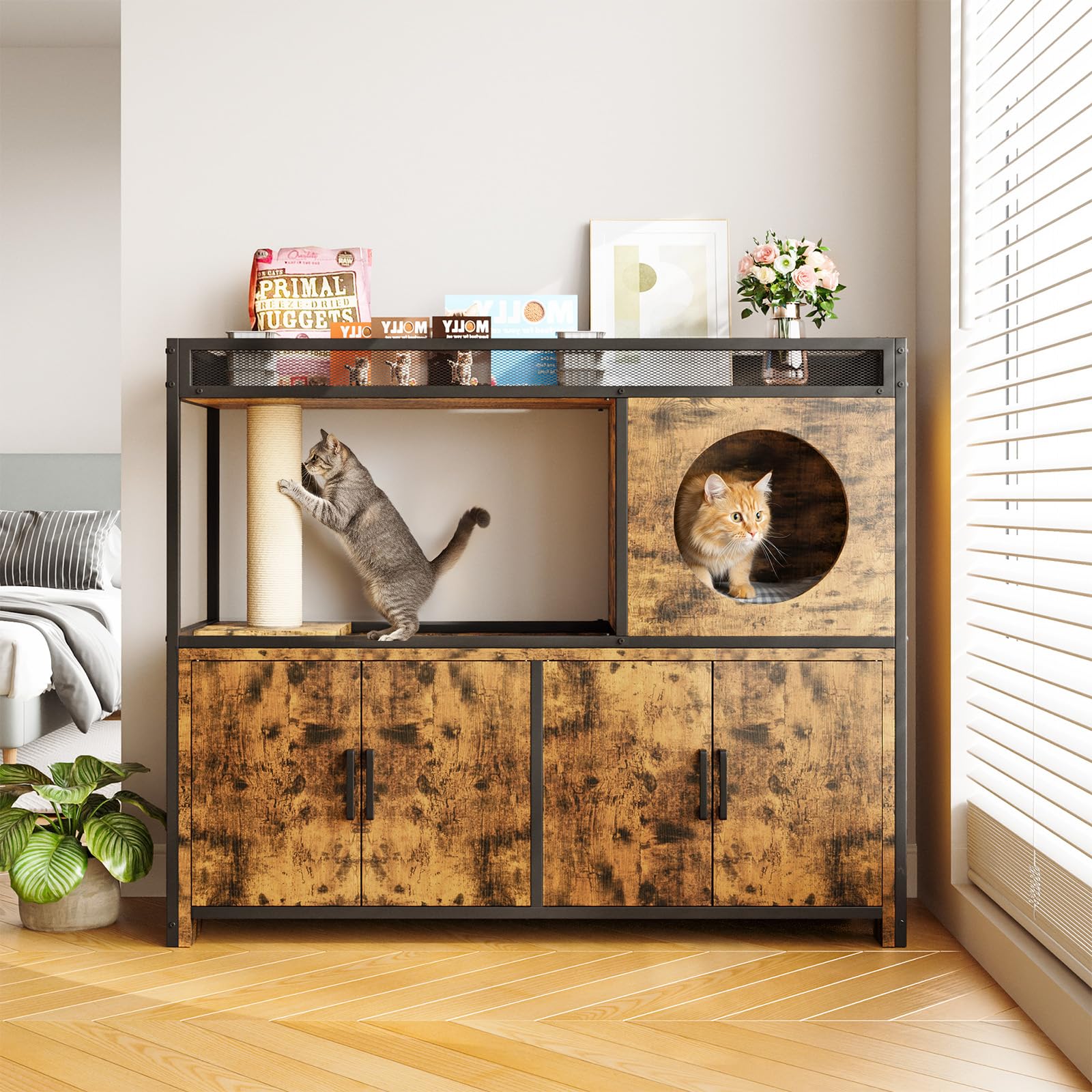 YODOLLA Cat Litter Box Enclosure with Scratching Postbest