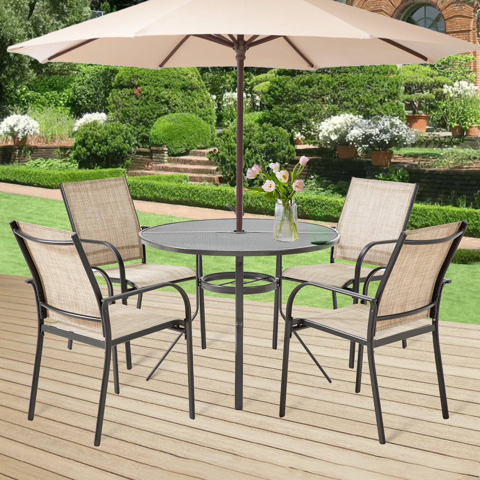 YODOLLA Patio Dining Chairs Set for 4, Stackable Textilene Patio Chairsbest