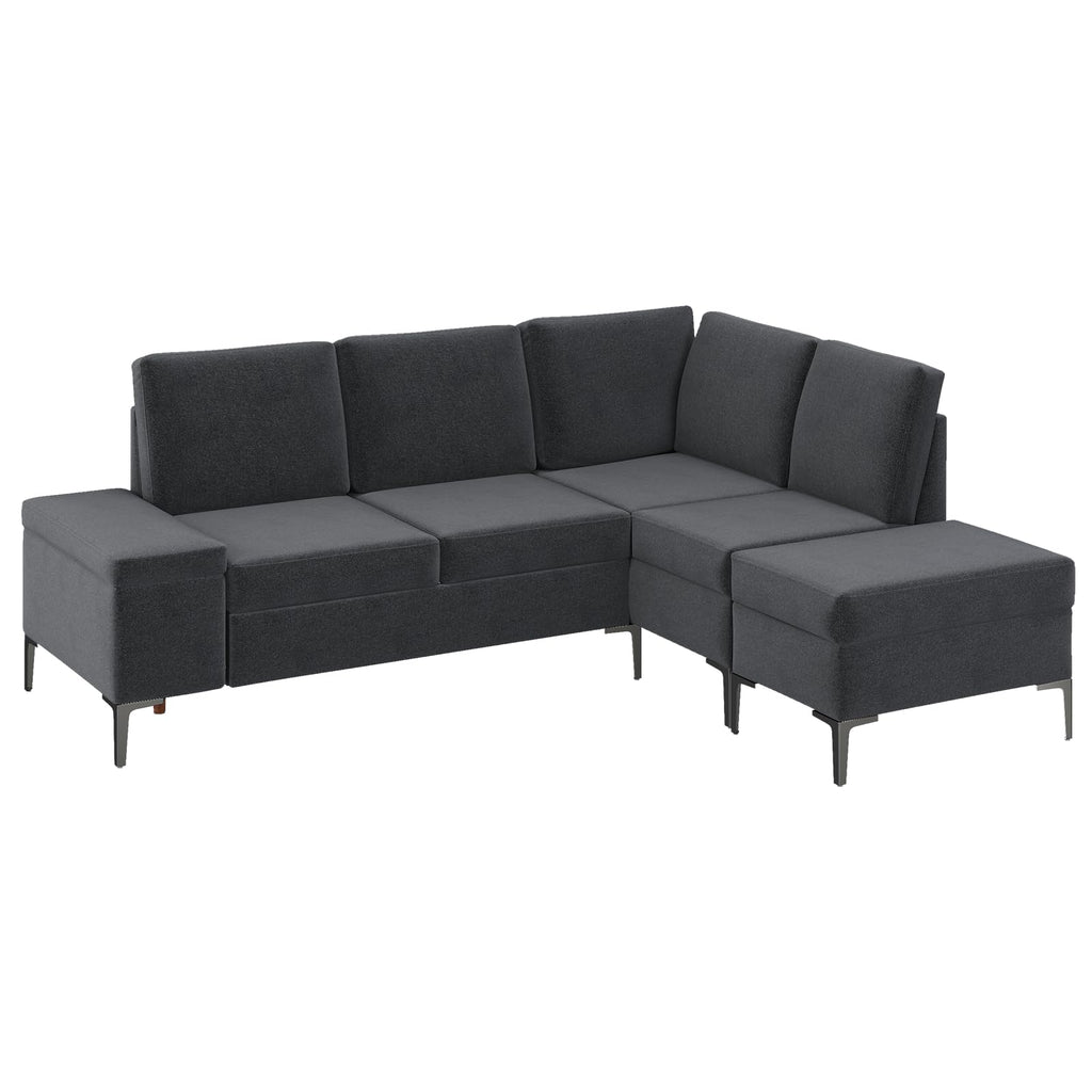 YODOLLA Sectional Couch with Ottoman Convertible Corner Couches with Armrest Storagebest