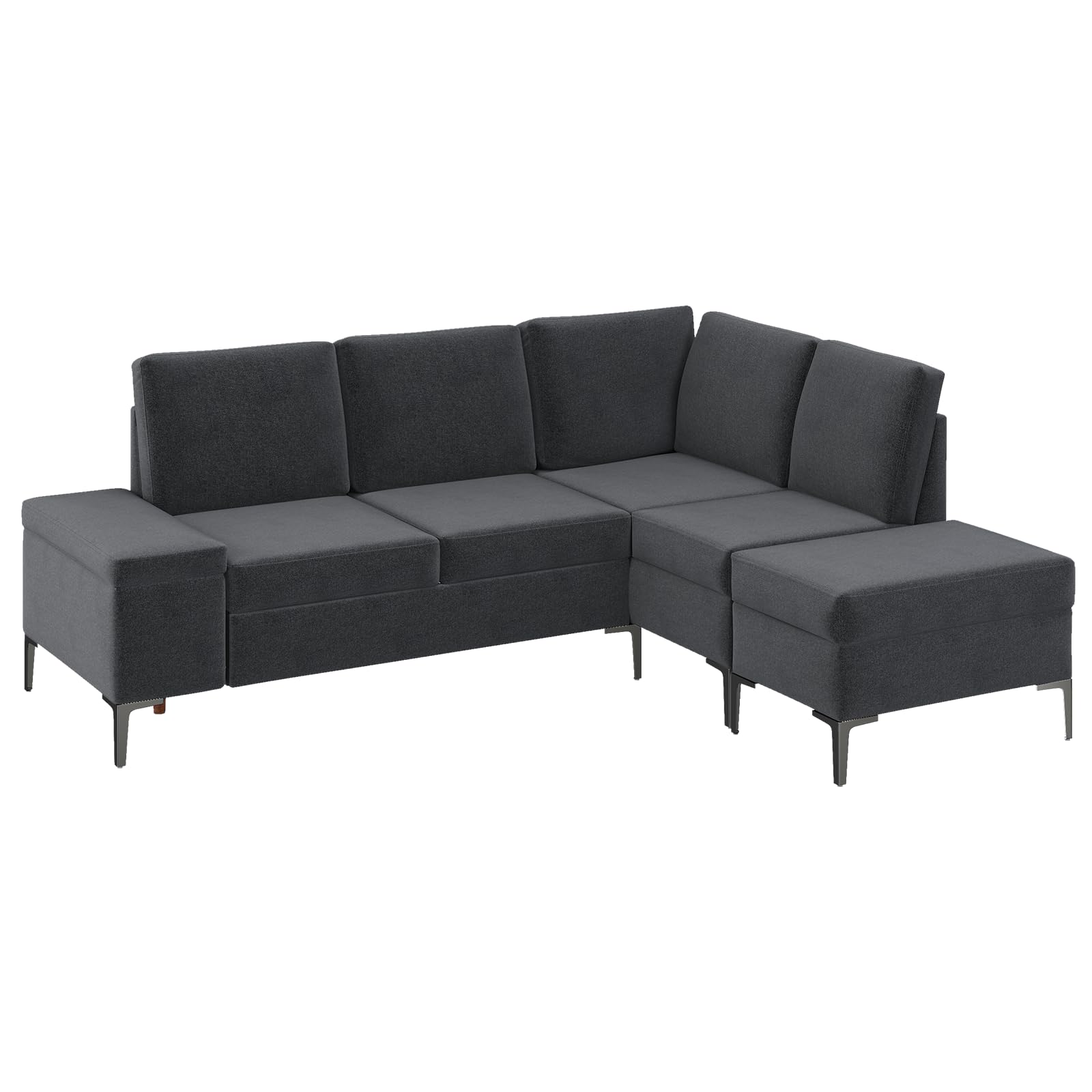 YODOLLA Sectional Couch with Ottoman Convertible Corner Couches with Armrest Storagebest