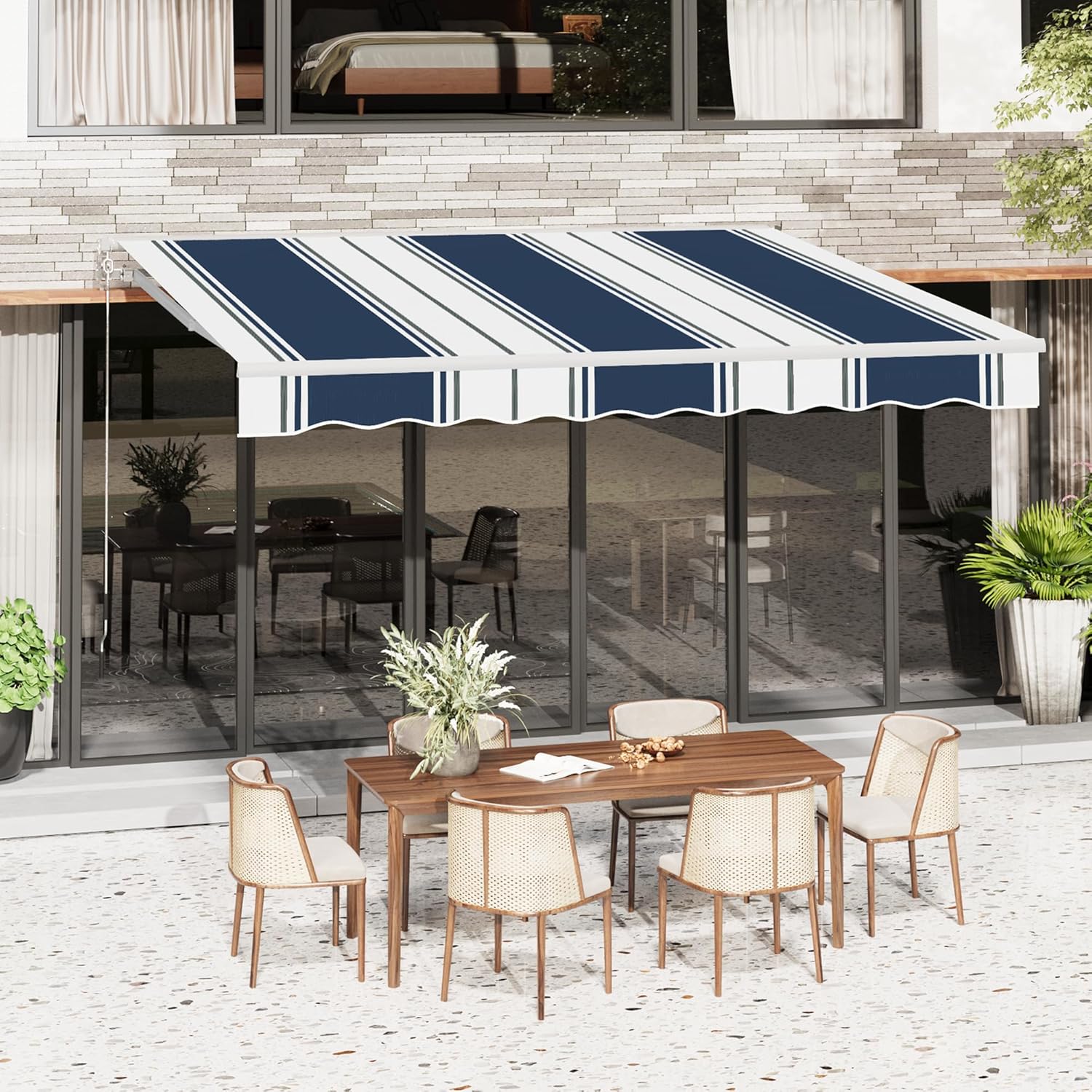 YODOLLA 13'×10' Manual Retractable Awning Sun Shade Patio